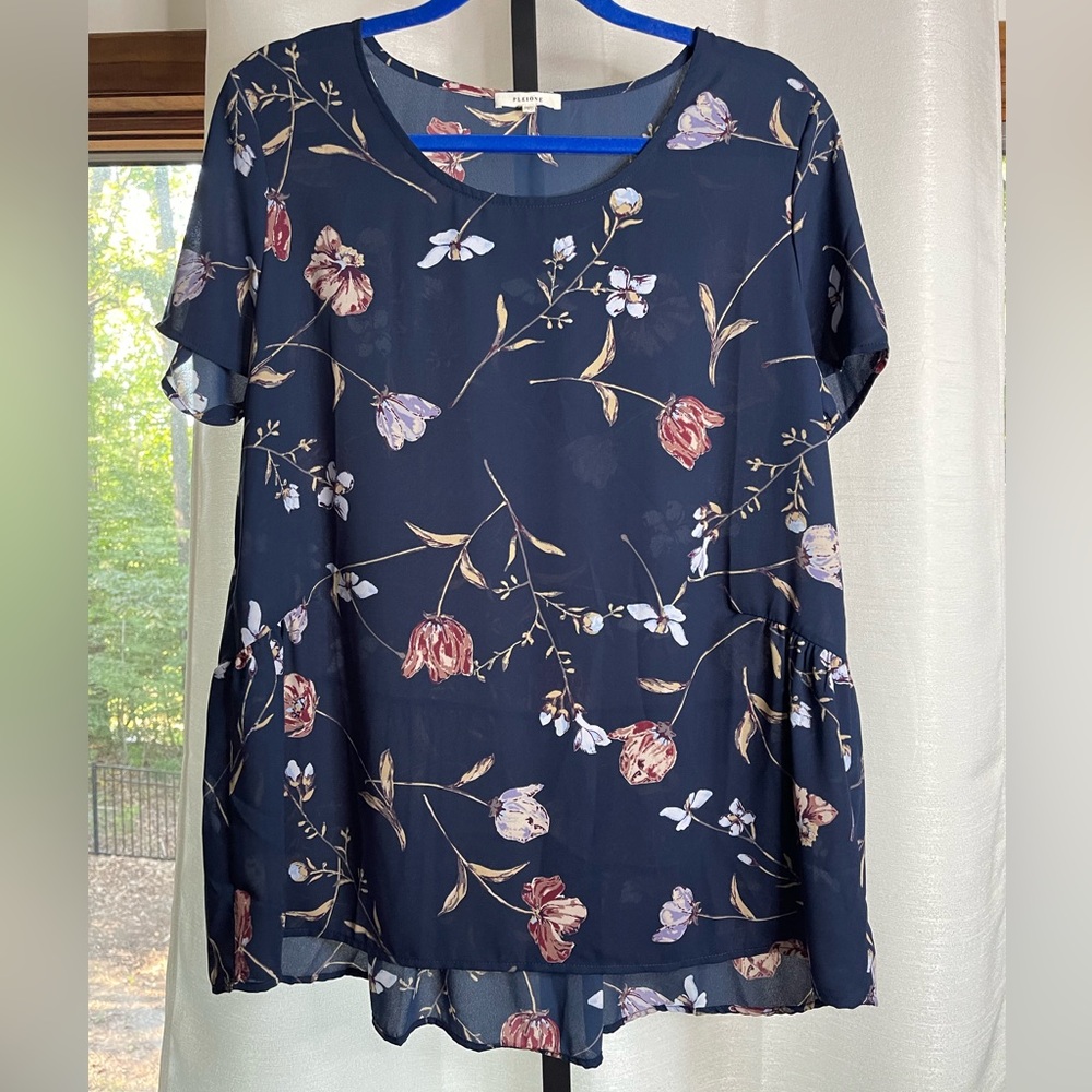 Pleione Navy Floral Blouse